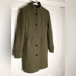 J.Crew T6 Tall 6 6T Double Cloth Lady Coat Green 29578 Flawed